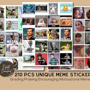Printable Meme Stickers for Teachers, Grading Rewards Encouraging Motivational Memes Stickers for Teachers, Instant Download