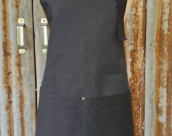 Heavy Black Canvas Butcher Style Apron