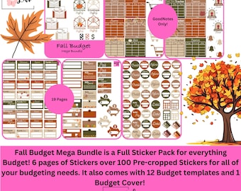 Fall Budget Mega Bundle! 19 Pages!! 6 Pages of Pre-cropped Stickers!! Over 100!! 12 Budget Templates and a Budget Cover!!