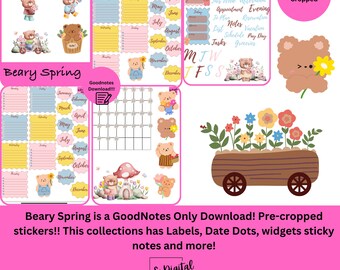 Beary Spring is a GoodNotes Only Download! Pre-Cropped!