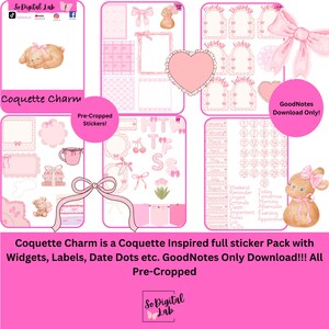 Coquette Charm. GoodNotes Download!!! Pre-Cropped!!! 13 Pages of Fun!