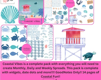 Coastal Vibes! Complete sticker pack with everything you need for any spread! GoodNotes Only!!!