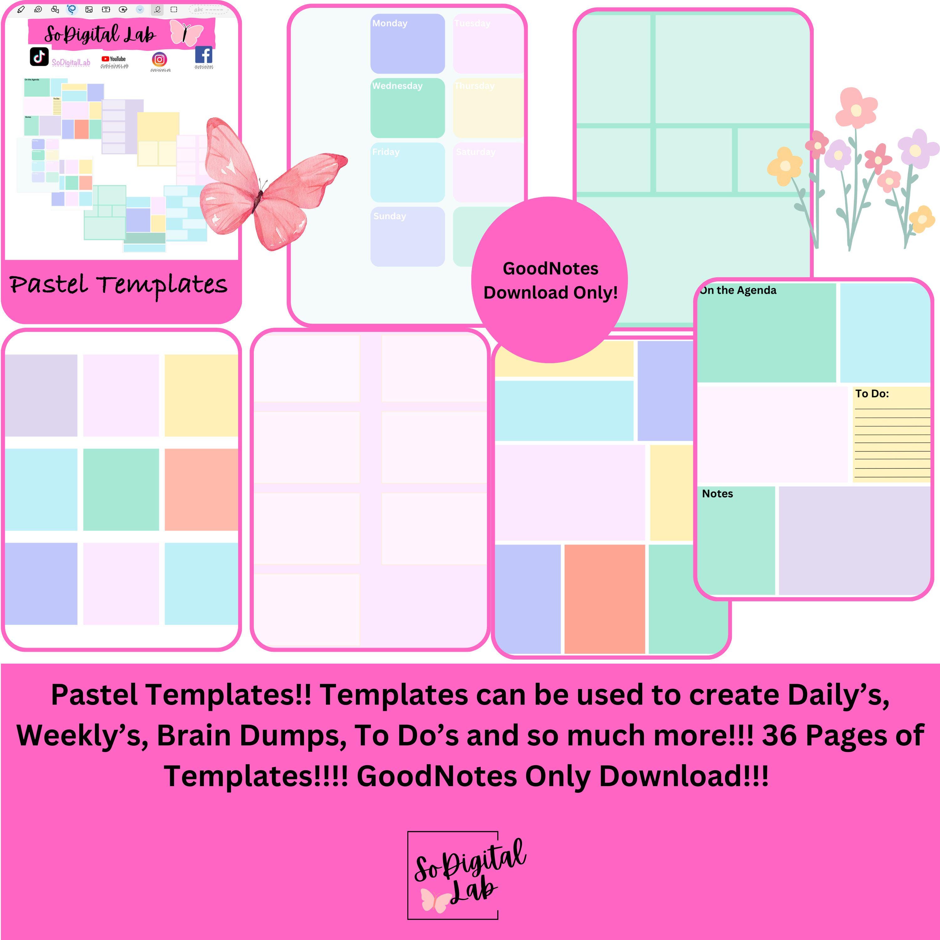Pastel Templates!! Goodnotes Only Download!!!! 36 Pages of Pastel ...