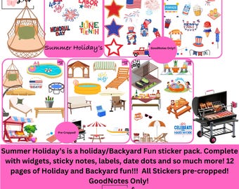 Summer Holiday’s is a Summer Must! Backyard Fun and Holiday planning! Precropped! GoodNotes Only!!!