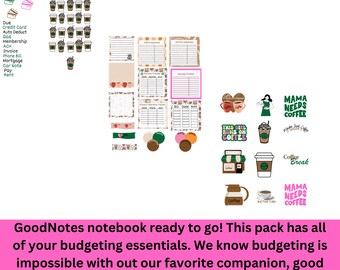 Budget stickers and widgets for GoodNotes. Pre Cropped GoodNotes notebook