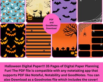 Halloween Digital Paper! PDF and GoodNotes download! 35 Pages of Paper!!!
