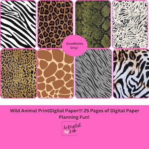 Digitaal papier met wilde dieren! Alleen GoodNotes!!! 25 pagina&#39;s!!!