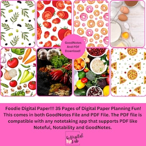 Digitaal foodiepapier! PDF en GoodNotes downloaden. 35 pagina&#39;s!!!