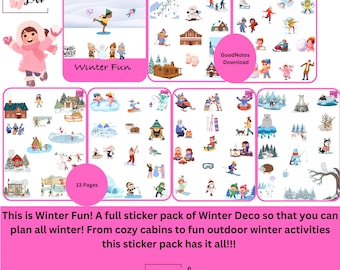 Winter Fun!! GoodNotes Only!! 9 Pages!! All Stickers Pre-Cropped!!!