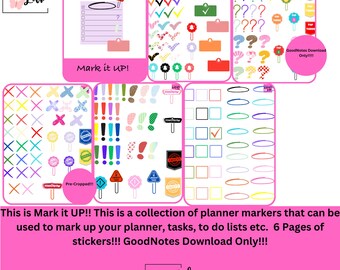Mark it UP! Planner markers to be used on your spreads! 6 pages of Pre-Cropped Stickers
