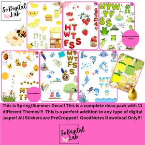 Frühlings/Sommer-Deco-Pack! 11 Motive!!! Alle Pre-Cropped !!! GoodNotes Nur Download !! Das ist so, als würden Sie 11 verschiedene Sticker-Packs bekommen!