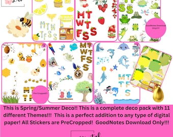 Spring/Summer Deco Pack! 11 Themes!!! All Pre-Cropped!!! GoodNotes Only Download!! It’s like getting 11 different sticker packs!!!