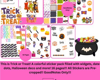 Trick or Treat Digital Sticker Pack! Pre-cropped!! 16 Pages!!!