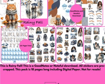 Rainy Fall!! 18 pages in Goodnotes or Noteful Format! Not for Resale!!