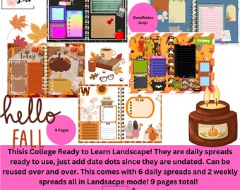 College Ready to Learn Landscape! 9 Pages! GoodNotes Only!!