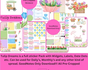 Tulip Dreams Pre-Cropped!!!! GoodNotes Download Only!!! 13 Pages of Fun!!!