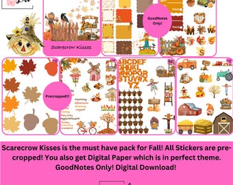 Scarecrow Kisses! GoodNotes Only!!! Pre-cropped!! 15 Pages!!!