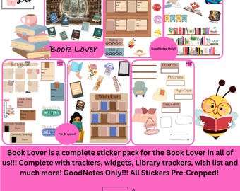 Book Lover is a complete sticker pack for the Book Lovers!!! Pre-Cropped!!! GoodNotes Only!!! 13 Pages!!