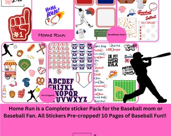 Home Run is a baseball inspired GoodNotes Only Sticker Pack. 10 Pages of Baseball Fun! Pre-cropped