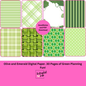 Olijfgroen en smaragd digitaal papier! GoodNotes en pdf-download!!! 30 pagina&#39;s plezier!!