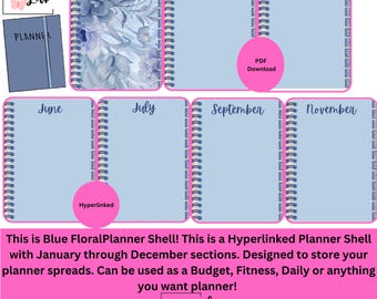 Blue Floral Planner Shell! PDF Download!