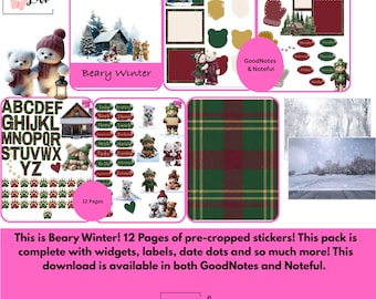 Beary Winter! GoodNotes and Noteful Download! All Stickers Pre-Cropped!!!