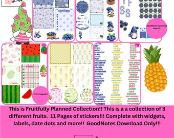 Fruitfully Planned!! Fruit inspired Digital Stickers! 11 Pages of pre-cropped GoodNotes Only!!!