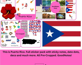 Puerto Rico! Full Sticker Pack! GoodNotes!!! Pre-Cropped!!! 11 Pages!!!