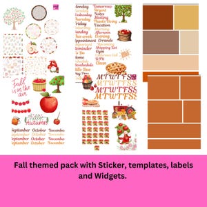 Fall Apple Picking pack. In this pack you will have widgets, stickers, labels and calendar essentials. GoodNotes Download or PNG