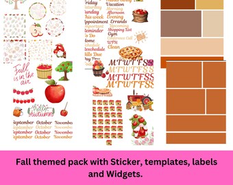 Fall Apple Picking pack. In this pack you will have widgets, stickers, labels and calendar essentials. GoodNotes Download or PNG