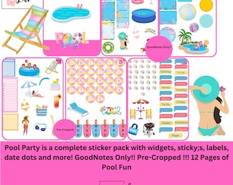 Pool Party!! GoodNotes Only!! PreCropped! 12 Pages of Pool Fun!!!!