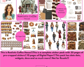 Realistic Coffee House!!! Goodnotes or Noteful Download!! 30 Pages!!!!