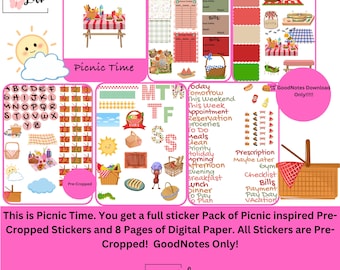 Picnic Time!! GoodNotes Only!!! 14 Pages of Picnic Fun!!! All stickers Pre-cropped!!!