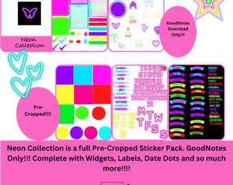 Neon Collection!!! PRECROPPED!!! GoodNotes Only!!!! 10 Pages of FUN!