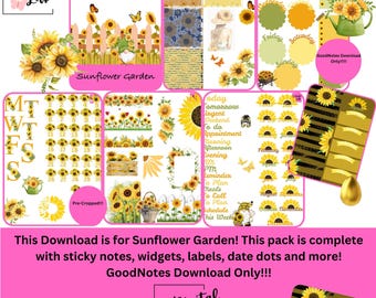 Sunflower Garden is a complete pre-cropped GoodNotes Sticker Pack!!!!