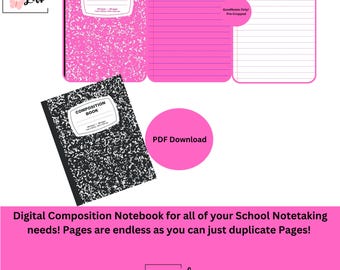 Pink Composition Notebook! PDF Download!!!