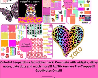 Colorful Leopard! Pre-Cropped!!! GoodNotes Only!! 13 Pages!!!