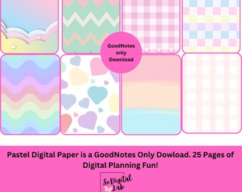 Pastel Digital Paper!!!! 25 Pages of Pastel Digital Paper. GoodNotes Download Only!!!!