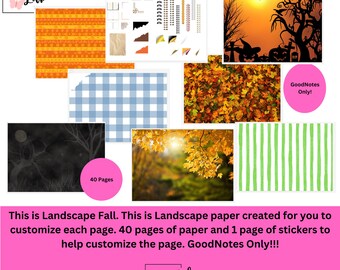 Landscape Fall! 40 Pages of Landscape paper! 1 page of stickers to be able to customize your spreads!!!