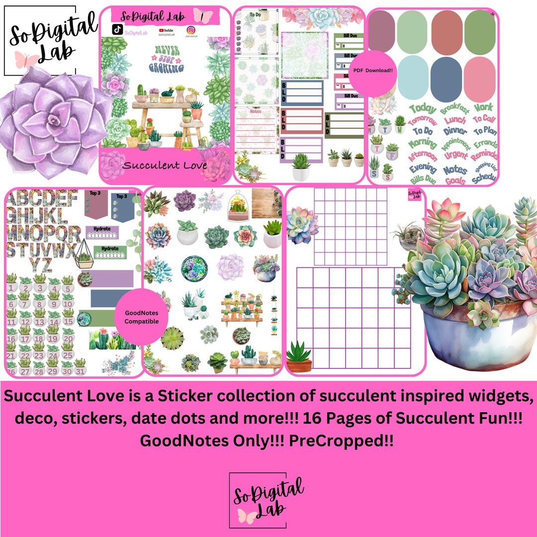 Succulent Love!! Goodnotes Only! Pre-cropped!!! 16 Pages of Succulent ...