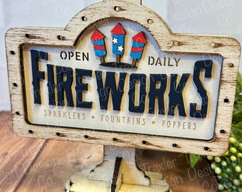 ADD ON Fireworks for Mini Sign Post Interchangeable Tabletop Sign | Interchangeable Decor | Farmhouse Decor