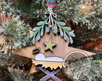 Christmas Ornaments | O Holy Night Christmas Ornament | Baby Jesus Christmas Ornament | Baby in a Manger Christmas Ornament