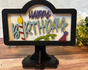 ADD ON Happy Birthday for Mini Sign Post Interchangeable Tabletop Sign | Interchangeable Decor | Farmhouse Decor