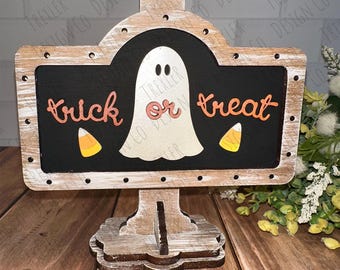 ADD ON Trick or Treat for Mini Sign Post Interchangeable Tabletop Sign | Interchangeable Decor | Farmhouse Decor