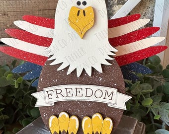 Bald Eagle Shelf Sitter | Patriotic Decor | 4th of July Decor | Freedom | Farmhouse Decor