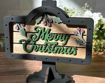 ADD ON Merry Christmas for Mini Sign Post Interchangeable Tabletop Sign | Interchangeable Decor | Farmhouse Decor