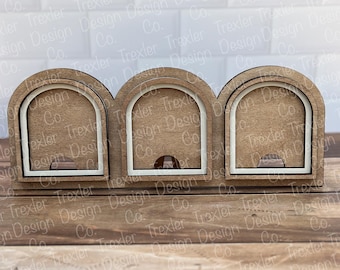 Mini Arch Triple Window Interchangeable Tabletop Frame | Interchangeable Decor | Farmhouse Decor