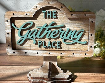 ADD ON The Gathering Place for Mini Sign Post Interchangeable Tabletop Sign | Interchangeable Decor | Farmhouse Decor