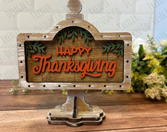 ADD ON Happy Thanksgiving for Mini Sign Post Interchangeable Tabletop Sign | Interchangeable Decor | Farmhouse Decor