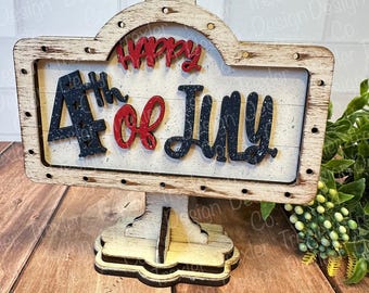ADD ON 4th of July for Mini Sign Post Interchangeable Tabletop Sign | Interchangeable Decor | Farmhouse Decor